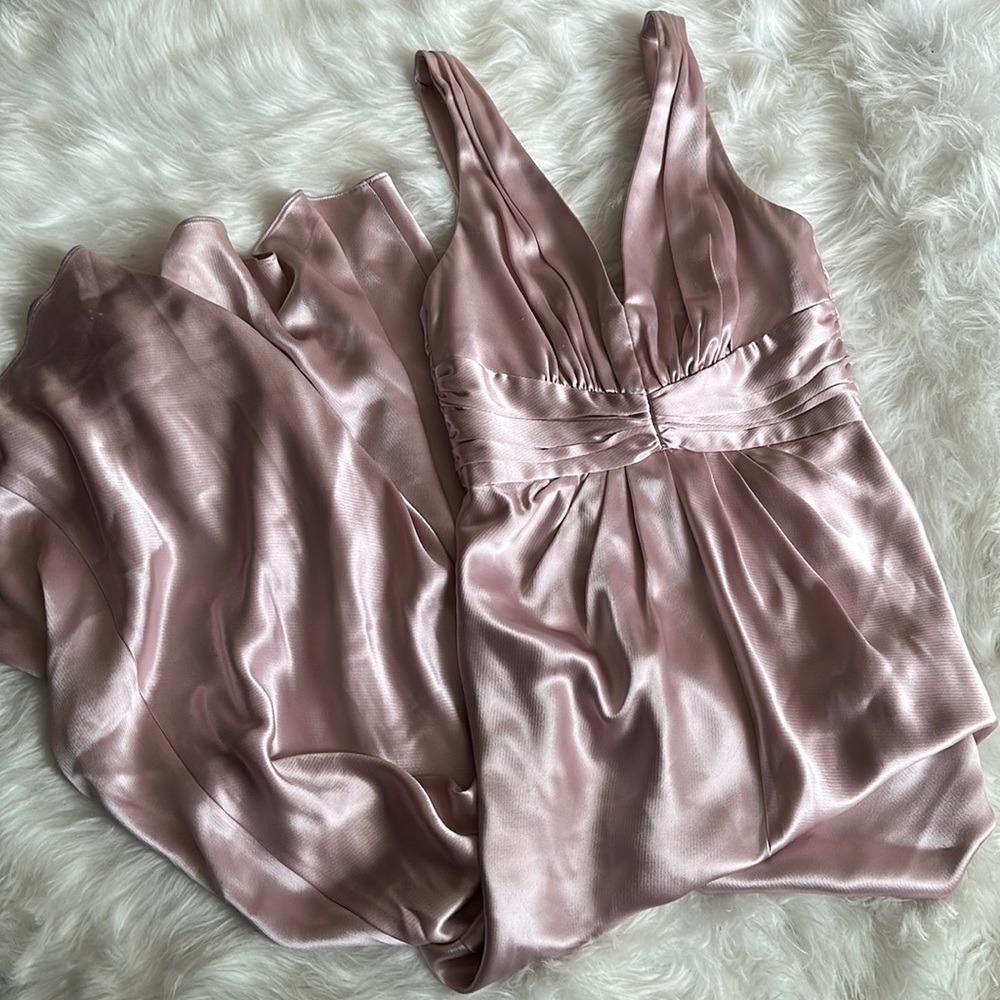 Metallic Pink Pleated Maxi